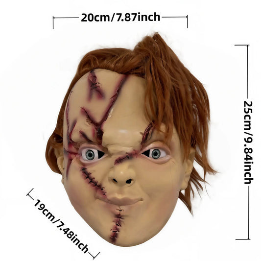 Scary Chucky Mask Horror Doll Latex Full Head Halloween Costume Creepy Killer Face Cosplay Prop Adults Head Cover Party Decor - ToylandEU