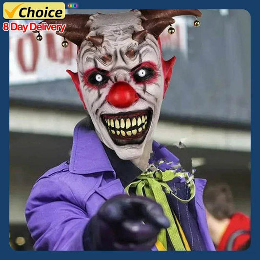 Scary Masks Easy To Wear One Size Masks Halloween Masks Lifelike Appearance Latex Repeatable Clown Masks Jingle Bell Masks - ToylandEU