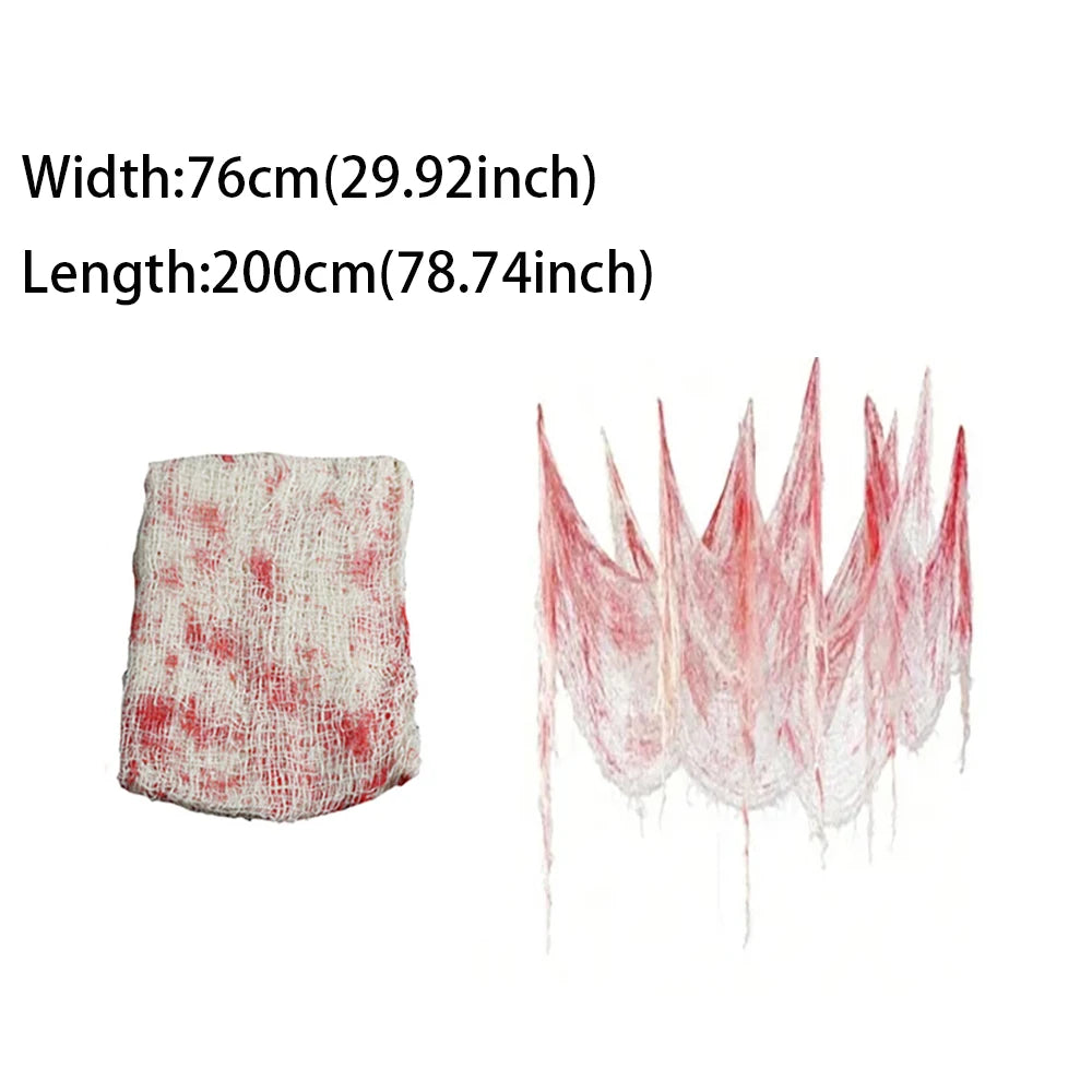 Halloween Gauze Curtain | Blood Stained Pattern | Reusable Cloth | PartyDecor