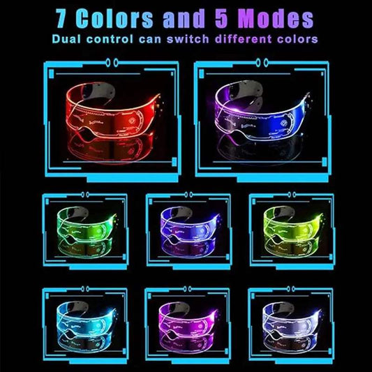 Cool Cyberpunk Visor Glasses LED light up Glasses Luminous futuristic glasses Rave Outfit for Festival Season Party props - ToylandEU