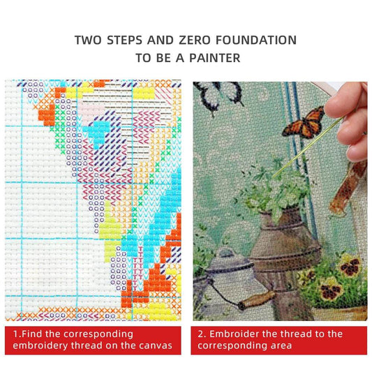 Scenery Flower Printed Canvas 11CT Cross-Stitch Set Embroidery Hobby Needlework Handmade Knitting Promotions Mulina Gift - ToylandEU