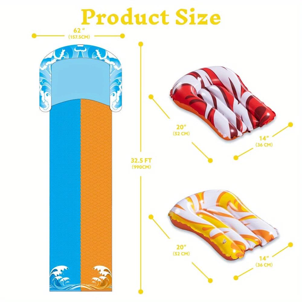 Inflatable Water Slide | 32.5 ft Long | Dual Racing Lanes | 32.5x62 in