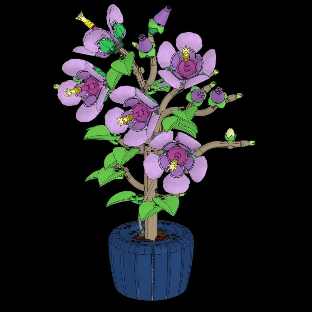 Purple Hibiscus Brick Set | 660 Pieces | Universal Fit | For Ages 14 Plus