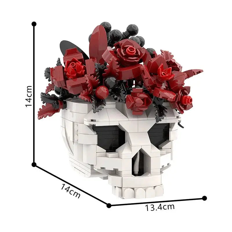 Mymocs Ideas Skull Roses Bouquet Bricks Model Gothic Crow Skull Flowers Plant Pot Decorate Building Blocks Kid Toys Adult Gift - ToylandEU