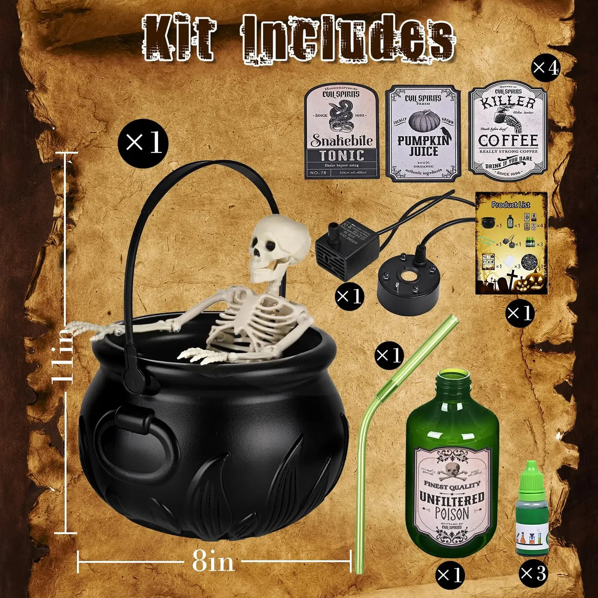 Halloween Cauldron | LED Lights | Floating Potion Mist | Home Decor