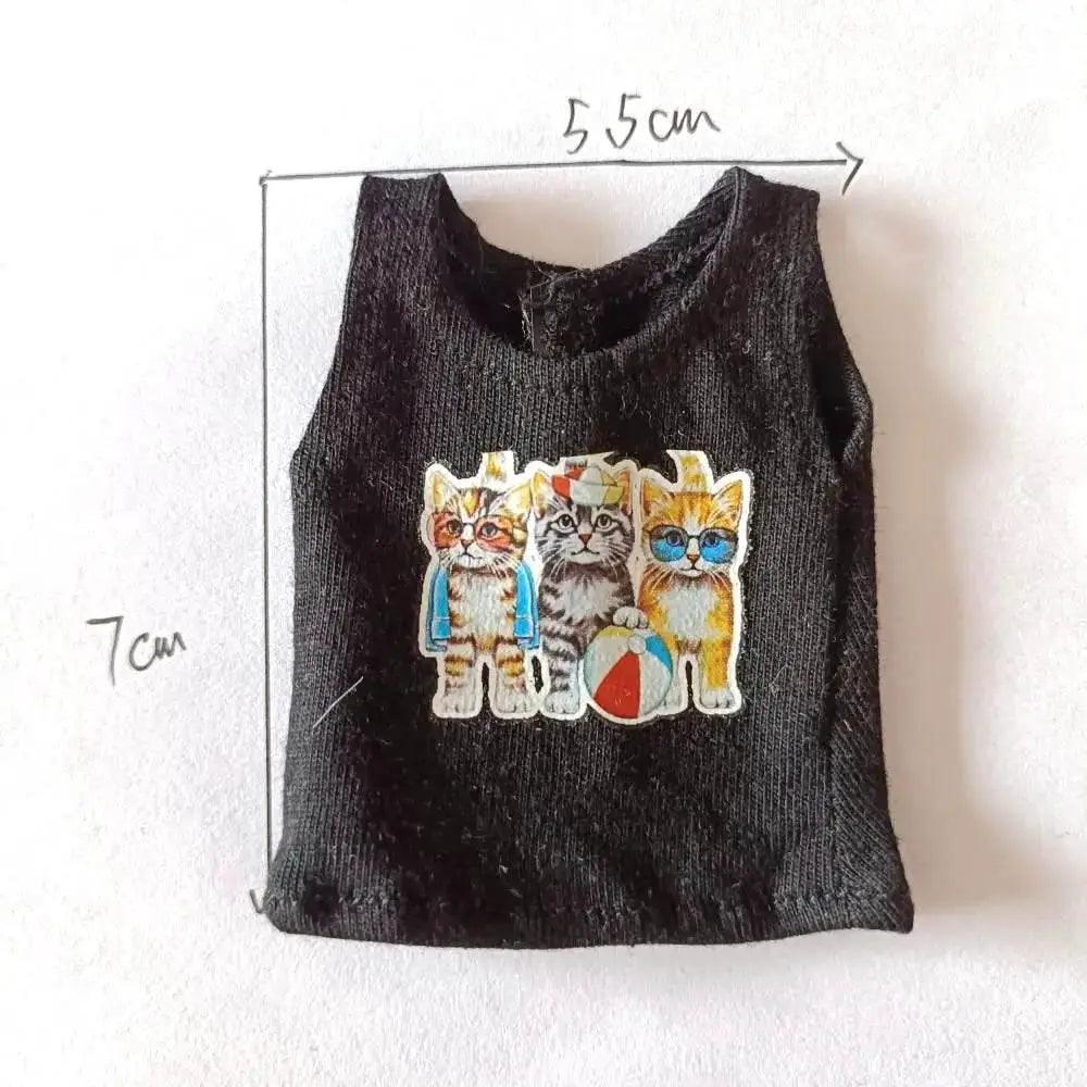 New Blyth Clothes T-Shirt Vest Cute Cat Print for Dolls - ToylandEU