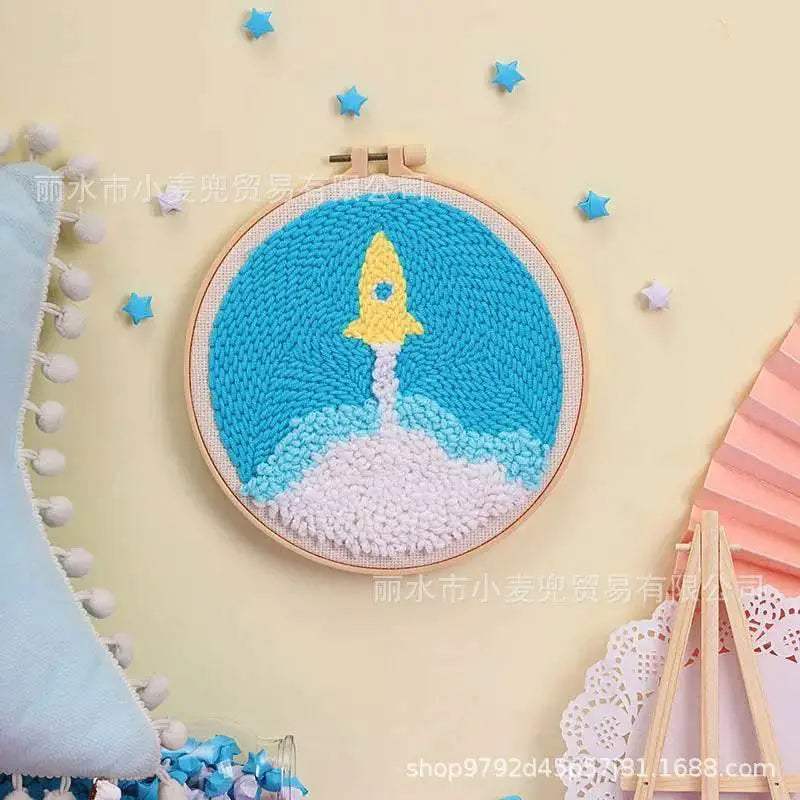 Cartoon Lemon Pizza 8-ply Yarn Punch Needle Embroidery Kit for Beginners - Handmade Stitch Art for Home Decor - ToylandEU