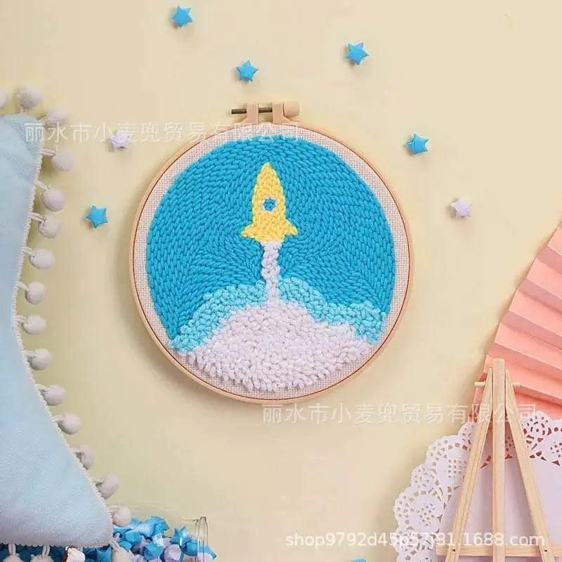Cartoon Lemon Pizza 8-ply Yarn Punch Needle Embroidery Kit for Beginners - Handmade Stitch Art for Home Decor - ToylandEU