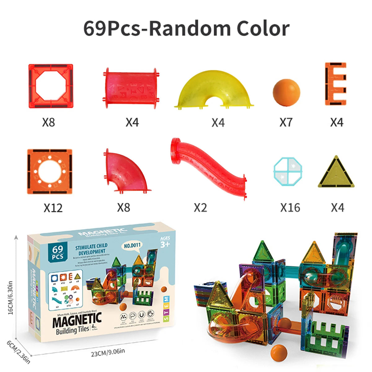 Magnetic Building Tiles | Educational STEM Toy | Ages 4-6 | D010-D014