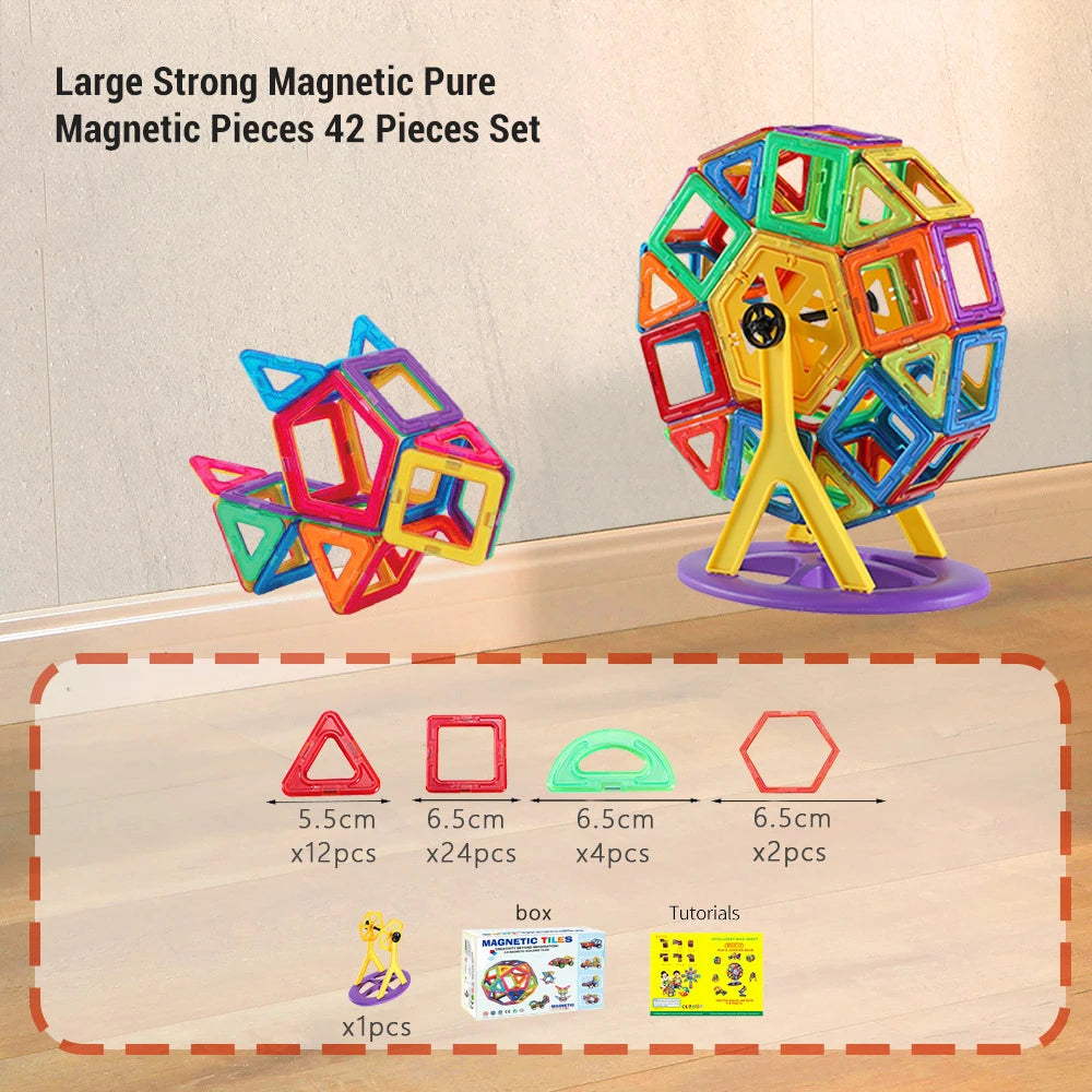 Magnetic Building Blocks Set | 30-168 Pieces | Big Size | Montessori Toys