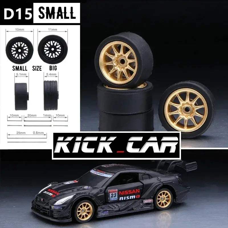 1/64 Scale Model Car Wheels With Rubber Tires Detail Up - ToylandEU