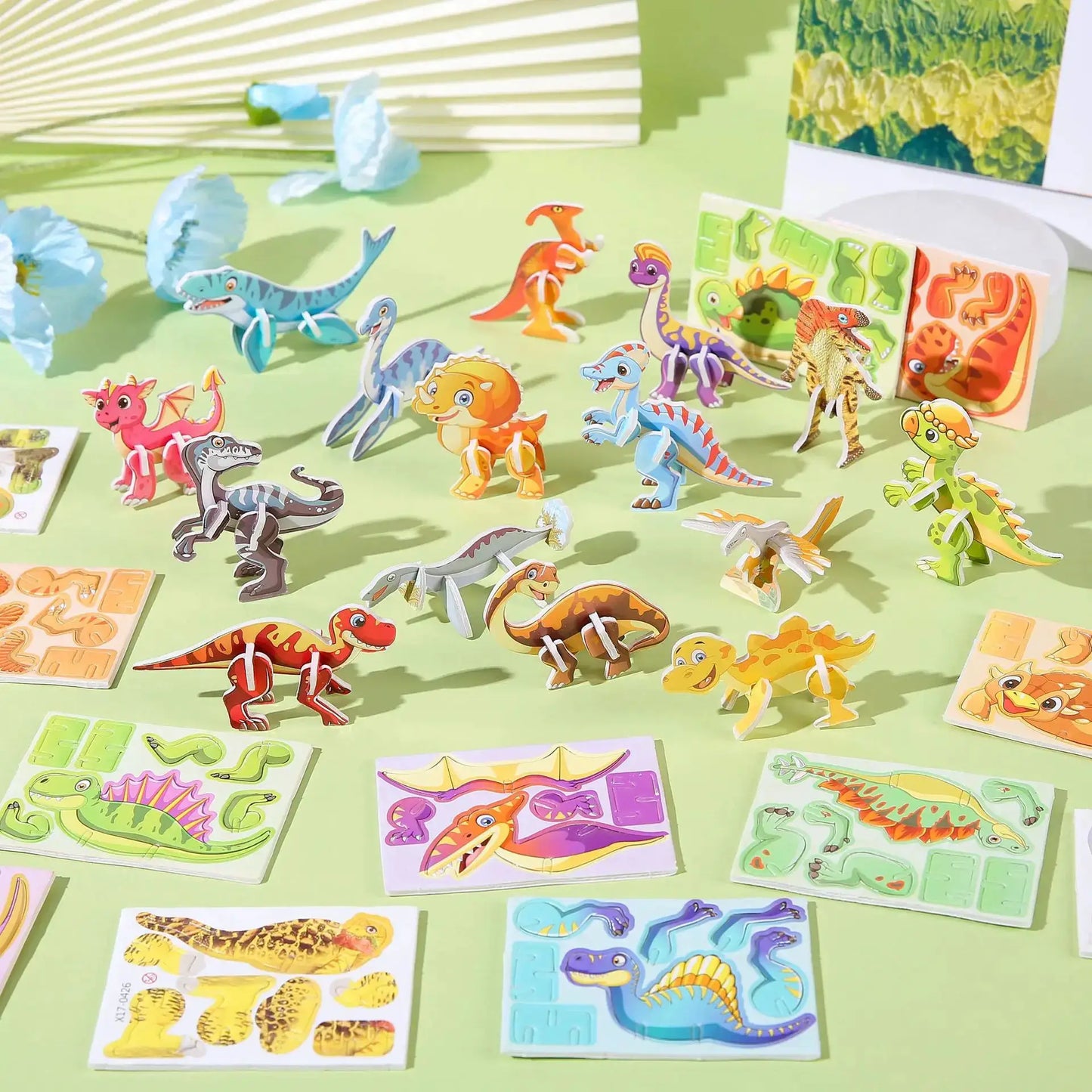 30PCS 3D DIY Paper Jigsaw Puzzles for Animal & Dinosaur & Aircraft Tanks Mini Cartoon Puzzle Toys for Kids Birthday Party Favors - ToylandEU