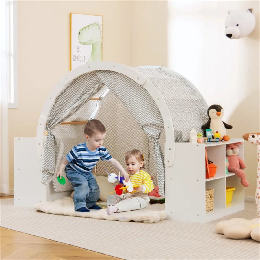 Durable Blue Outdoor Playhouse With 8 Cubbies For Kids