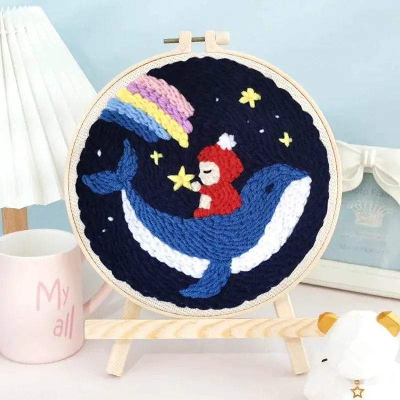 Cartoon Animal Astronaut Punch Needle Embroidery Kit - DIY Craft for Adults and Beginners, Perfect Handmade Gift - ToylandEU