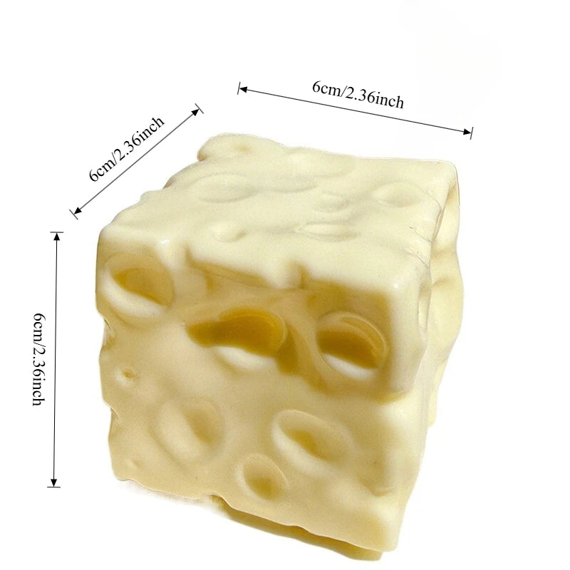 Cheese Cube Stress Ball | Shapeable Squishy Texture | Non Rebound Fidget Toy
