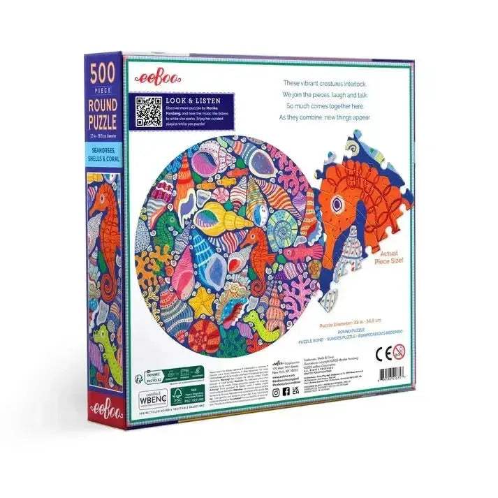 Underwater Seahorses Round Jigsaw Puzzle With Interlocking Pieces - ToylandEU