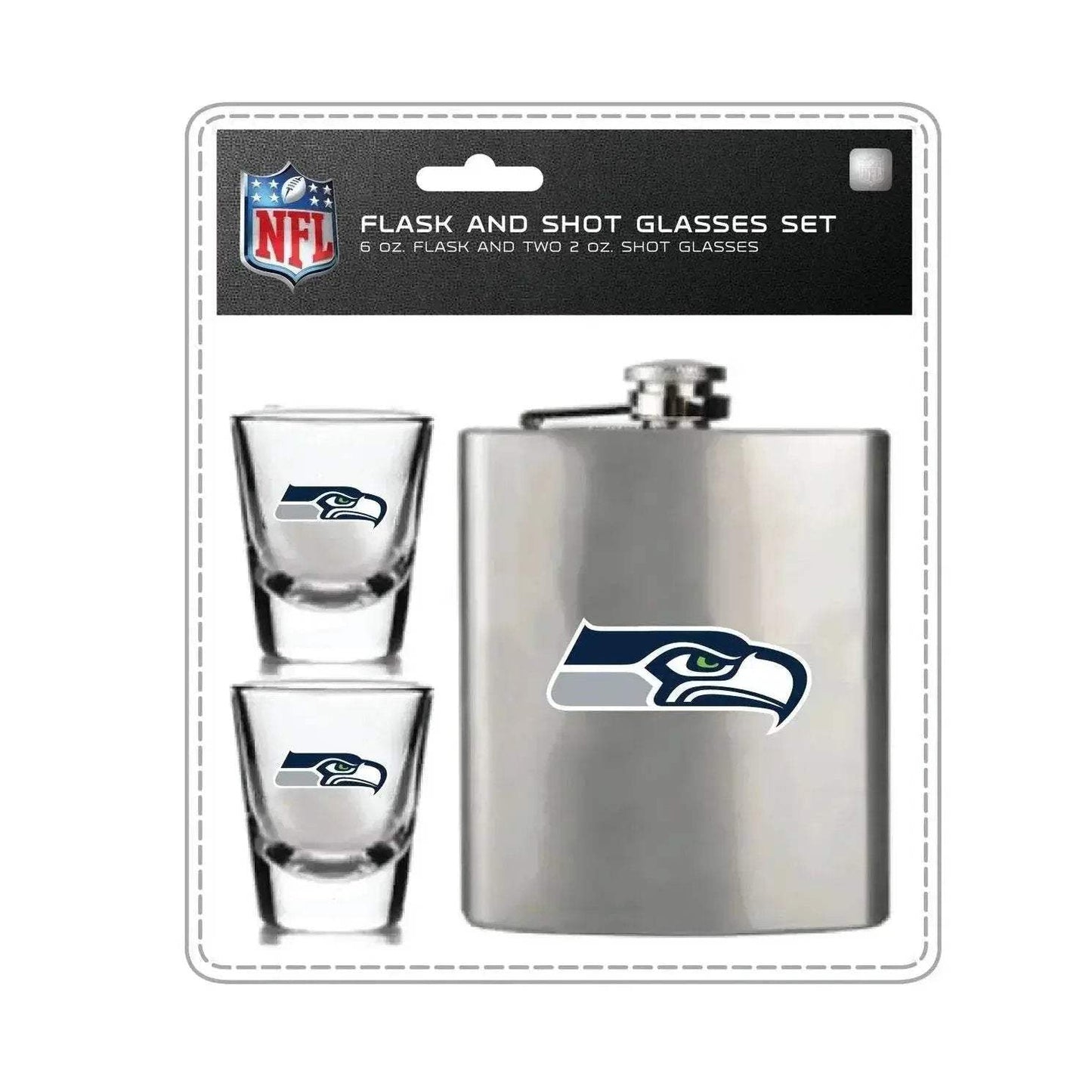 Seattle Seahawks Flask and Shot Glass Set NFL Team Logo - ToylandEU™