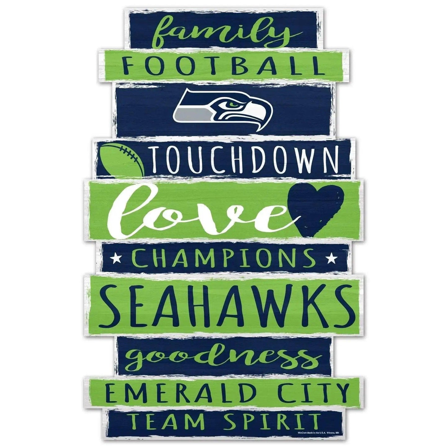 Seattle Seahawks Wincraft Wood Sign 11x17 Family Word - ToylandEU™
