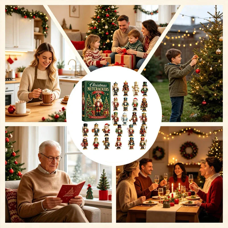 Advent Calendar | 24 Day Nutcracker Figures | 2D Flat Acrylic Ornaments | Christmas Countdown Decor