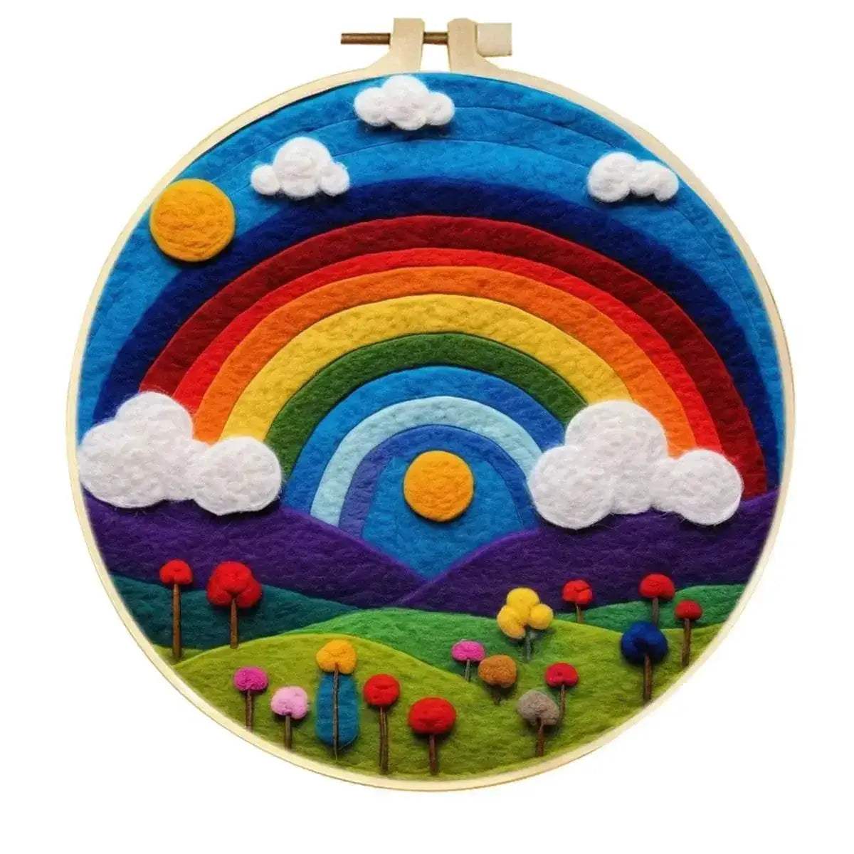 Funny Diy Wool Painting With Embroidery Kit Rainbow Scenery Diy Crafts Package Felt Needle Felting Supplies Handmade Home Decor - ToylandEU