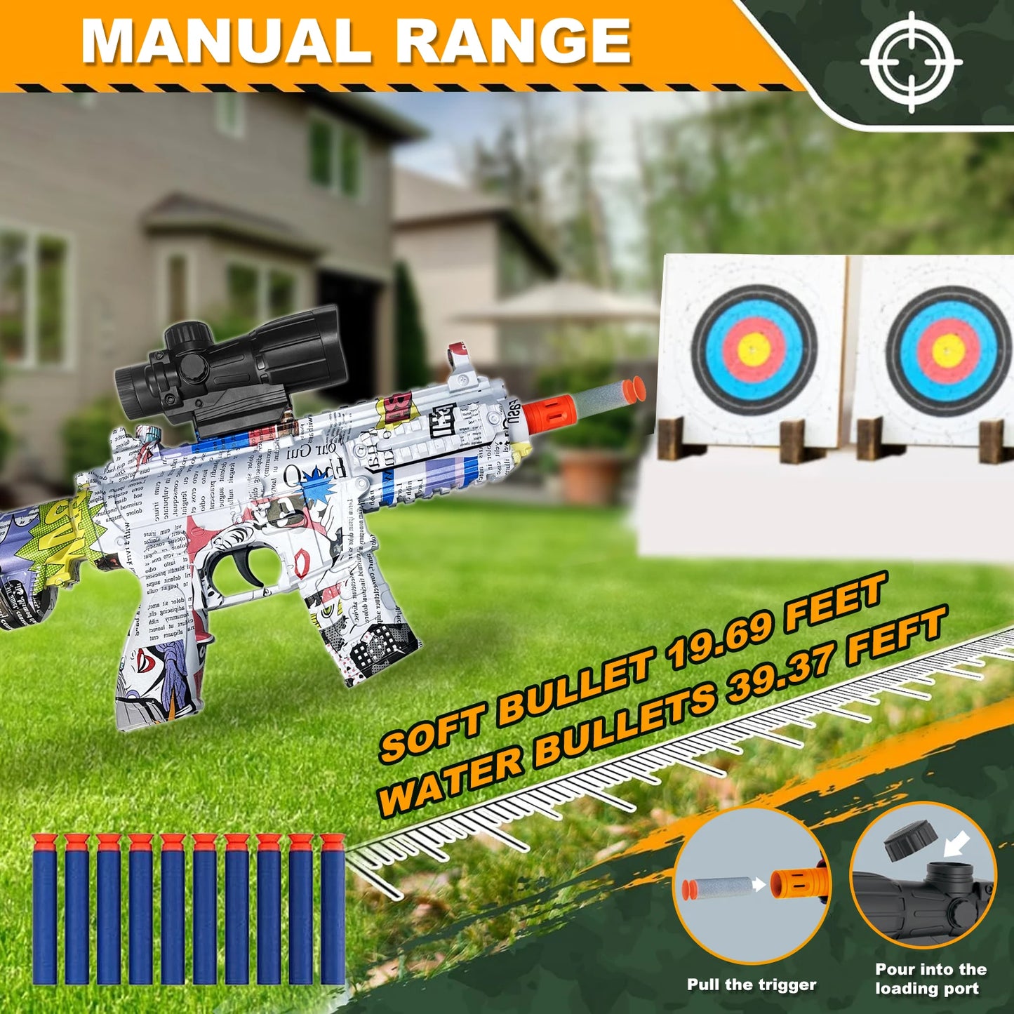 Gel Ball Blaster | Manual Operation | 2 Pack Set | 8mm Water Or Soft Bullets