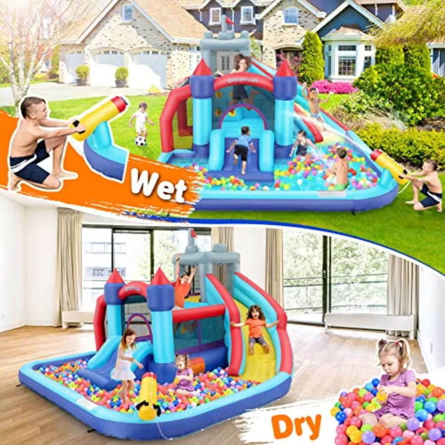 Outdoor Water Slide Bounce House 13x12Ft With Climbing Wall