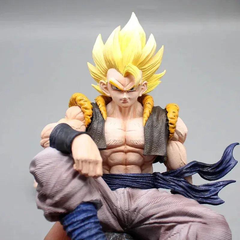 Sitting Gogeta Super Saiyan and Blue Anime Figure, 3 Swappable Heads Dragon Ball Z Figurines PVC 23 CM - ToylandEU™