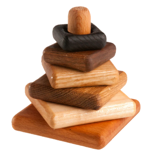 Six Wood Wooden Stacking Toy With Ring Base Educational - ToylandEU