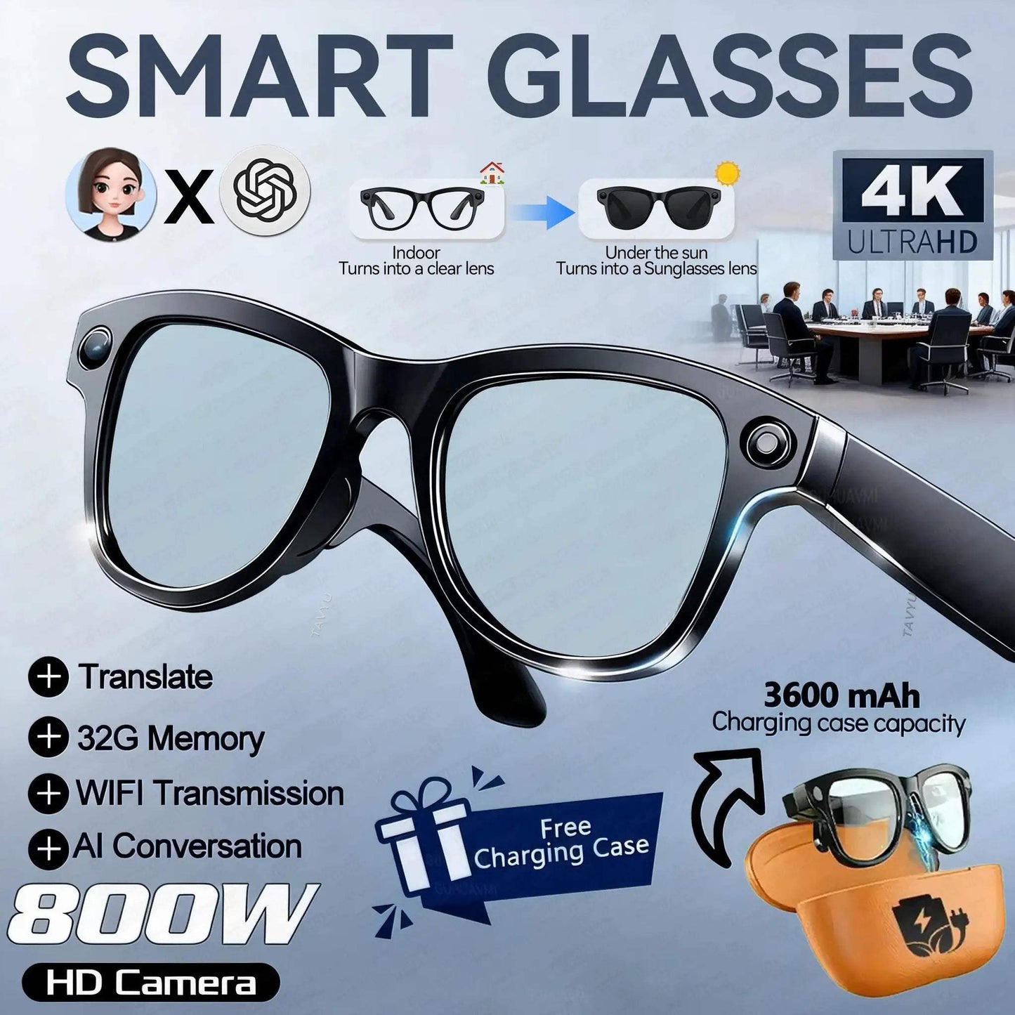 Smart Translation Camera Glasses Real Time 4K Video - ToylandEU™