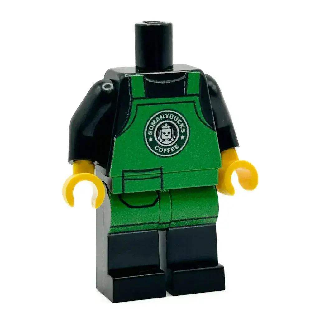 SoManyBucks Coffee Barista Employee Minifig Body made using LEGO parts - B3 Customs - ToylandEU