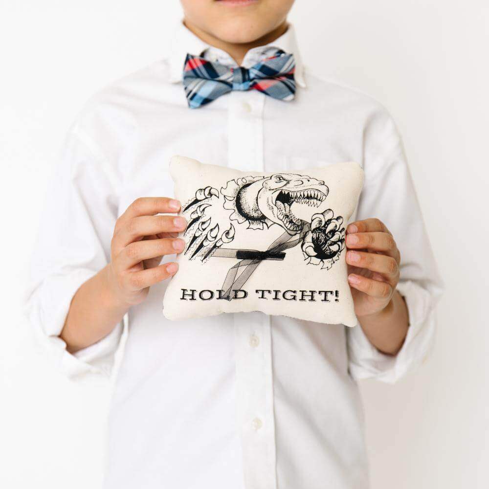 Ring Bearer Pillow | Dinosaur Design | Plush Fabric | Wedding Aisle Use