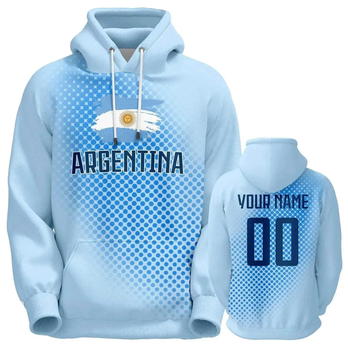 Personalized 3D Printed Argentina Soccer Hoodies with Name and Number - Unisex Football Sweatshirts for Sports Fans - ToylandEU™