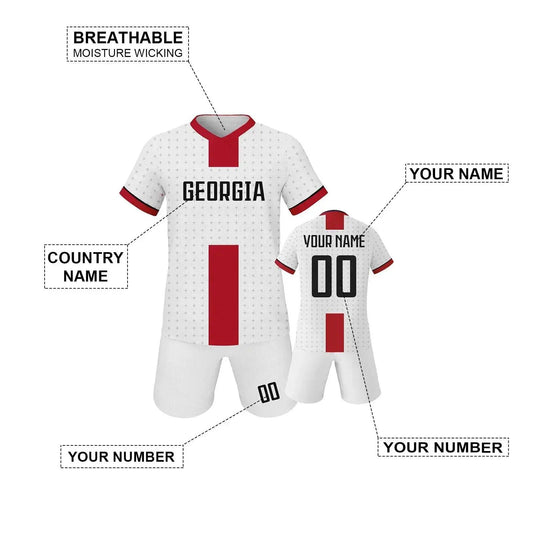 Georgia Custom Kids Soccer Jersey Kit With Personalized Name And Number Unisex Youth Football Training Uniform - ToylandEU™