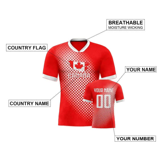 Personalized Canada Soccer Jersey - Customizable Name & Number, Breathable Team Uniform for Men, Women, and Youth Fans - ToylandEU™