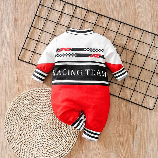 Soft And Comfortable Baby Jumpsuit With Long Sleeves In Outdoor Racing Style For Unisex Newborns In Spring And Autumn - ToylandEU