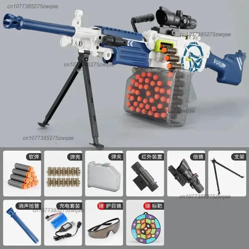 M249 Chain Fed Soft Bullet Toy Gun For Boys Durable - ToylandEU™