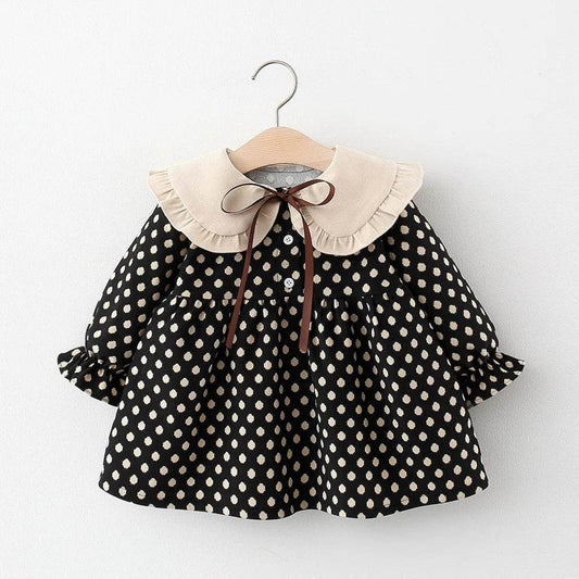 Soft Cotton Dress With Ribbon Bow Dots For Baby Girls - ToylandEU