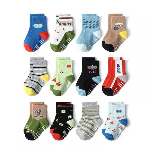 Soft Cotton Socks Non Slip Cartoon Patterned For Baby Boys - ToylandEU