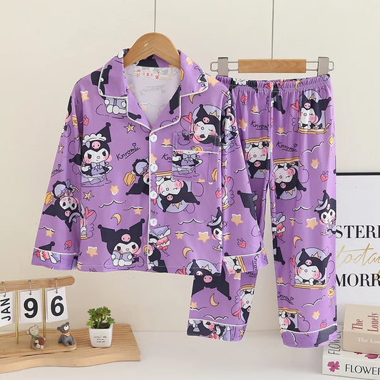 Soft Kids Pajama Set Cartoon Print Two Piece For Unisex Children Spring And Autumn - ToylandEU