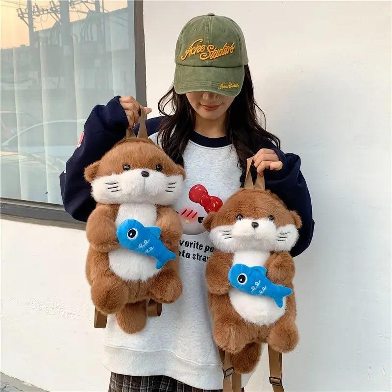 Soft Otter Plush Backpack Unisex Versatile Bag