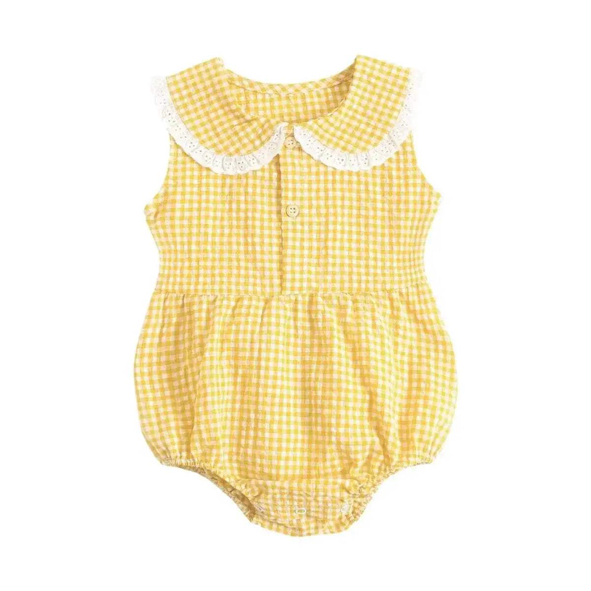 Soft Summer Cotton Baby Bodysuits Plaid Sleeveless Princess Design For Newborn Girls 0 To 1Y - ToylandEU