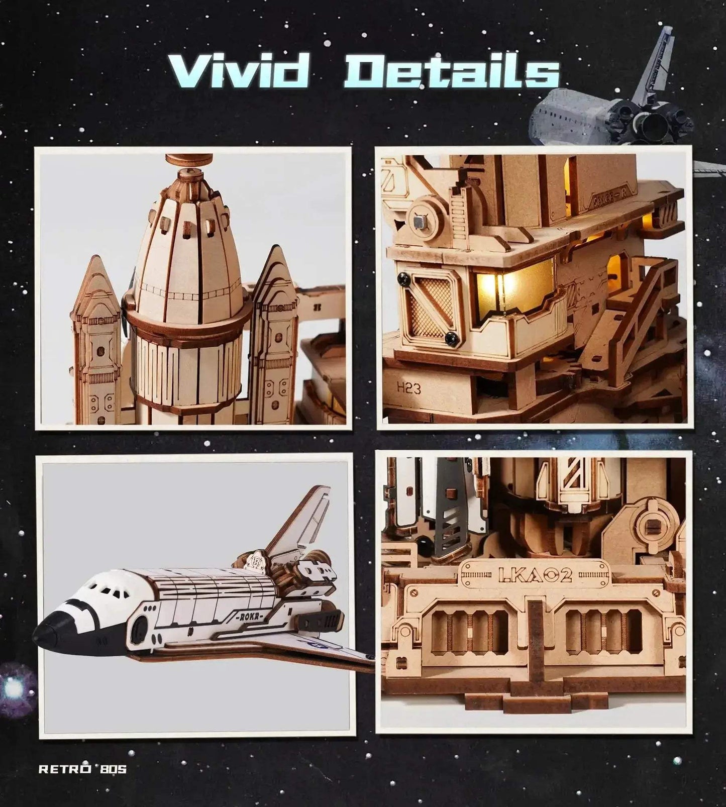 Space Shuttle 3D Wooden Puzzle with LED Illuminations - ToylandEU