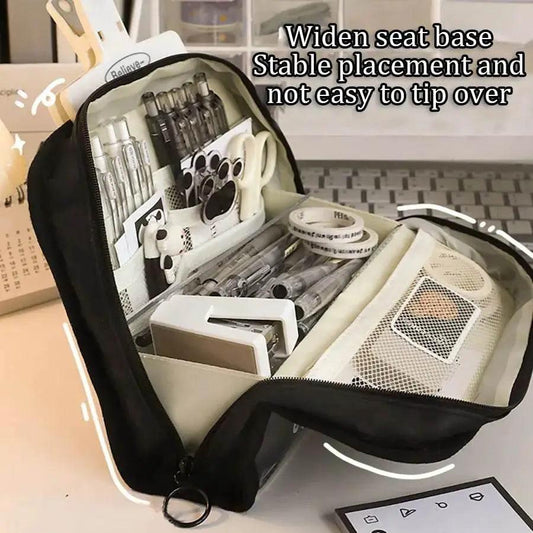 Spacious 3 Layer Pencil Case Canvas Bag Toyland EU - ToylandEU™