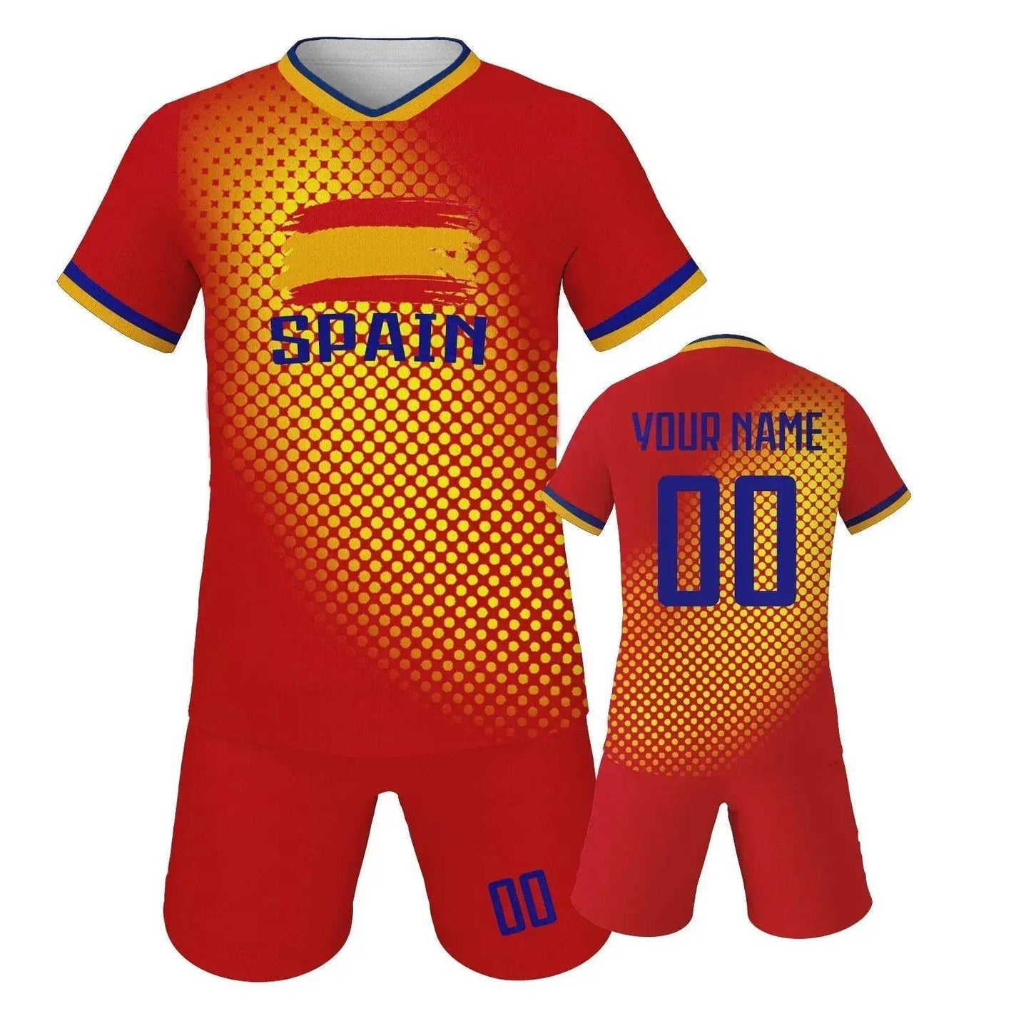 Spain Custom Soccer Jersey Kit for Kids Personalized Name Number - ToylandEU