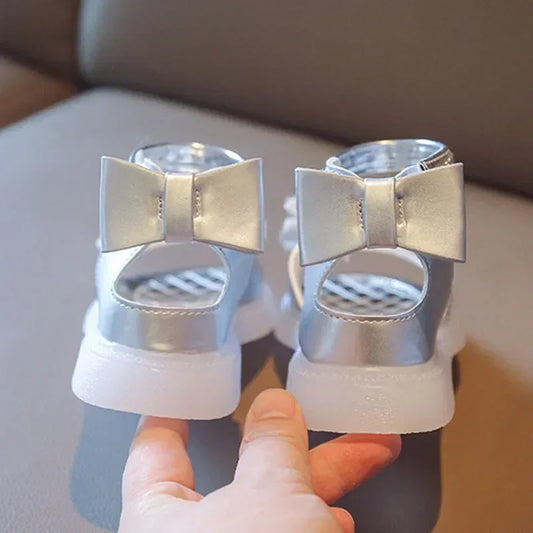 Sparkling Princess Sandals Rhinestone Bow Non Slip Flat For Girls - ToylandEU