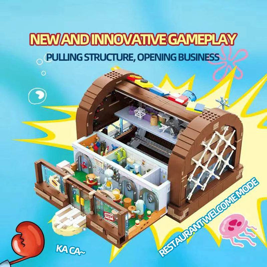 Spongebob Cartoon Krusty Krab Restaurant Building Blocks Toy - ToylandEU