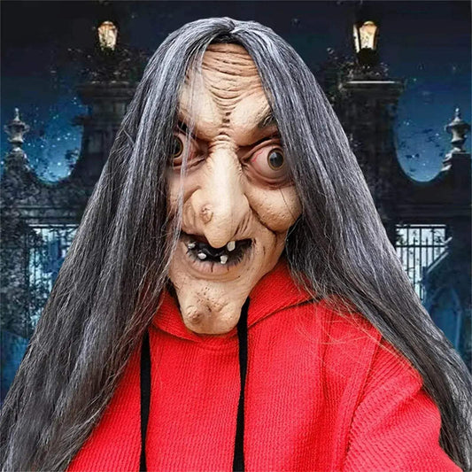 Spooky Latex Mask Full Head Mask Long Hair Toyland EU - ToylandEU™