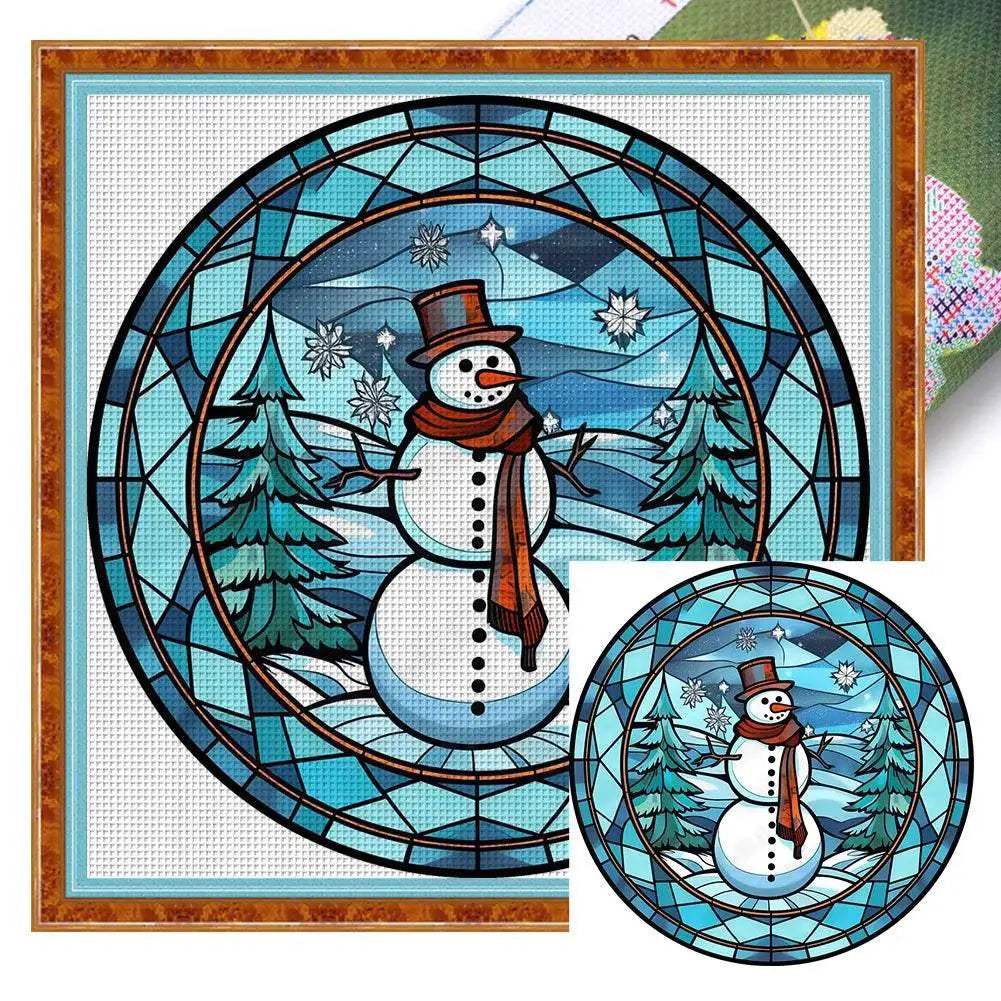 Stained Glass Santa Claus Cross Stitch Kits for Christmas Home Decoration – Embroidery Set on Printed Canvas - ToylandEU™