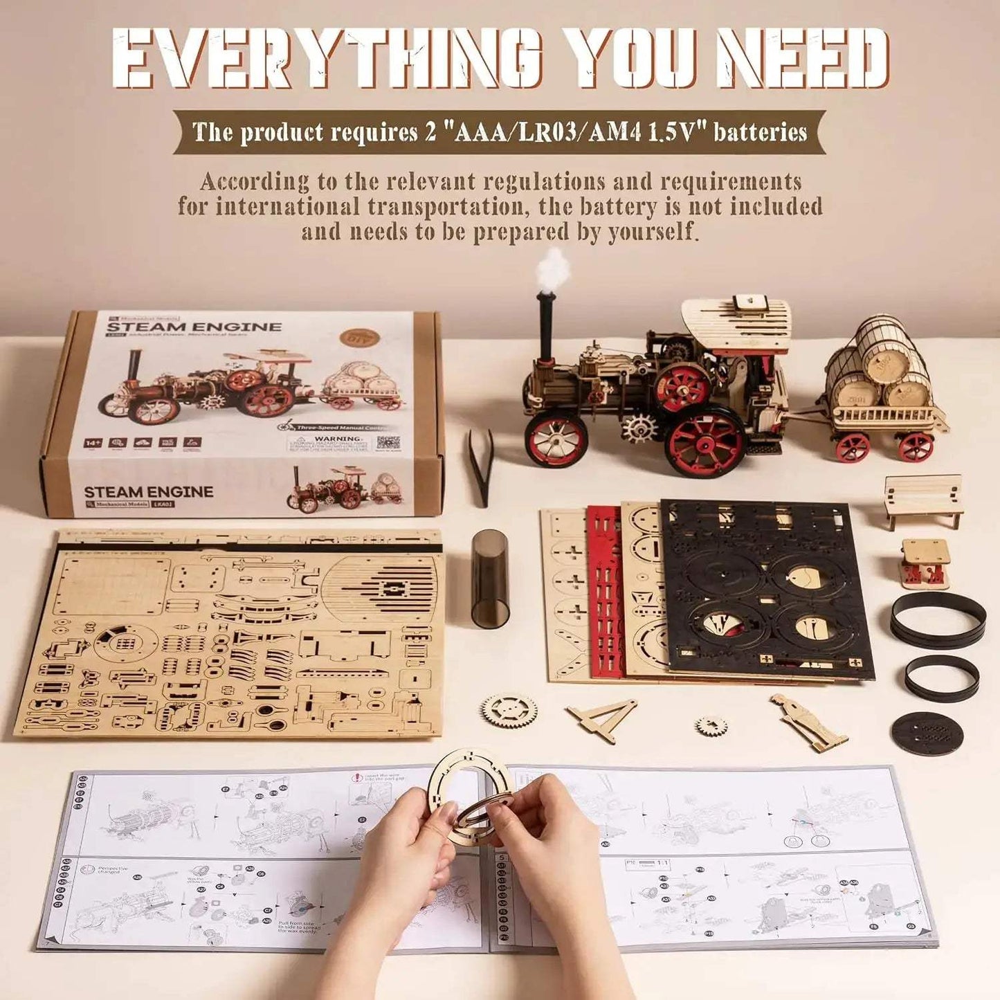 Steam Locomotive Wooden Model Kit For Educational STEM Fun - ToylandEU™