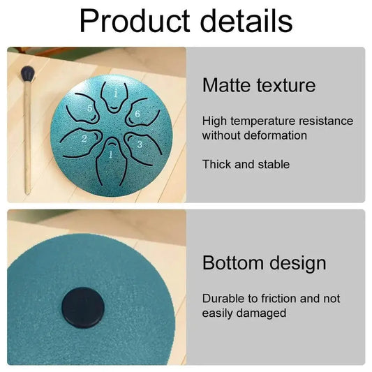 Steel Tongue Drum Portable Rain Drum Hand Pan Drum 3 Inch 6 Notes Percussion Musical Instrument for Yoga Meditation Toy - ToylandEU